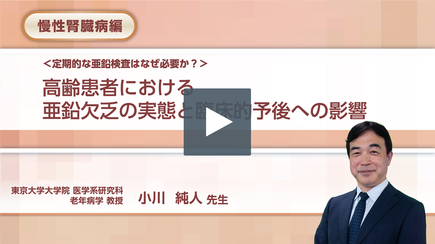 高齢患者における亜鉛欠乏の実態と臨床的予後への影響 慢性腎臓病編
